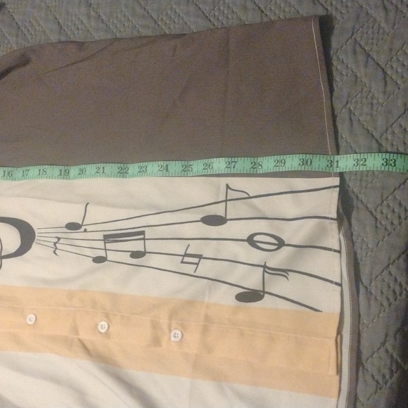 Men's Musical Note Print Shirt - Beige and Gray With Peach Strip - Picture 5 of 6